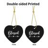 Blessed Christmas Ornament, Heart-Shaped Christmas Tree Ceramic Hanging Home Decor Xmas Gifts view 3