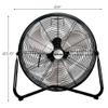 Hurricane Pro Series 20 Inch High Velocity Metal Orbital Wall Floor Fan with 3 Adjustable Speed Settings and 360 Degree Oscillation, Black (2 Pack) view 3