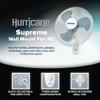 Hurricane Supreme 18 Inch 90 Degree Oscillating Indoor Wall Mounted 3 Speed Fan with Adjustable Tilt and Pull Chain Control, White (2 Pack) view 2