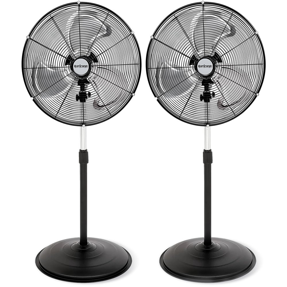 Hurricane Pro High-Velocity Oscillating Metal Stand Fan, 20in, 2 Pack