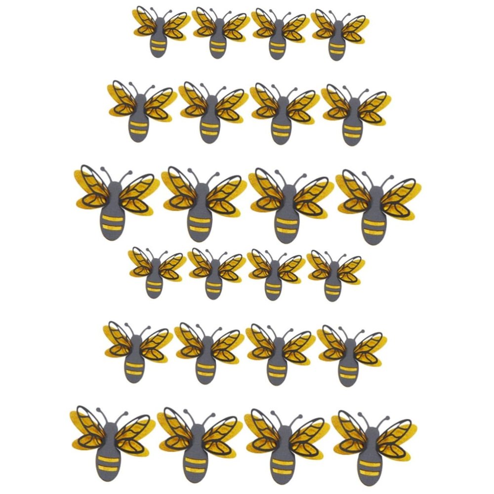 PRETYZOOM 3D Bee Wall Decals Removable Double-Layer Stickers for Home Office Kids Room Decoration and Window Art