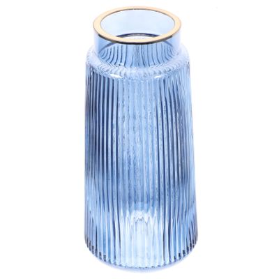 Amosfun Arrangement Decor 1pc Vertical Striped Glass Vase Nordic Style Safe for Dry or Fresh Flowers