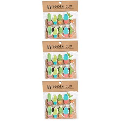 Alipis 30pcs Cactus Wooden Photo Clips Natural Twine for Photo Display Wall Decoration and Crafts Homes Offices and Shops