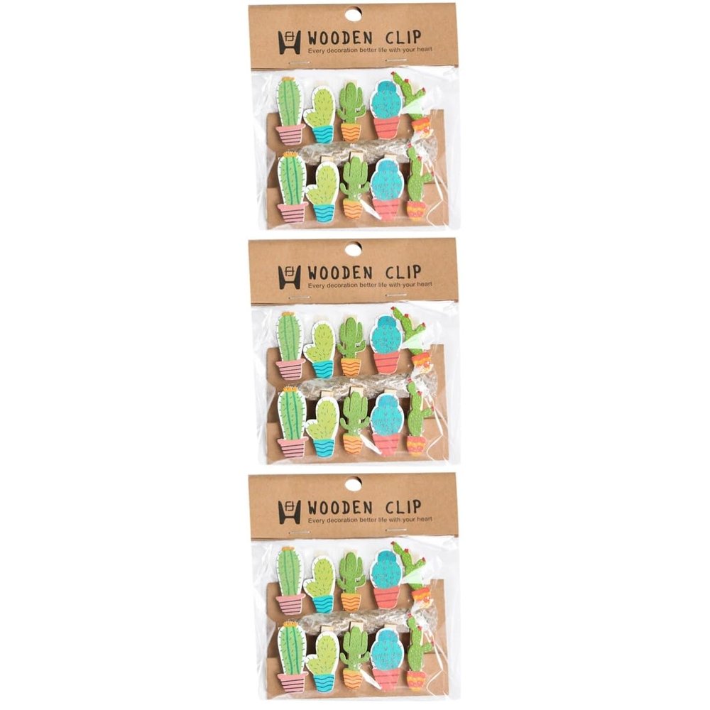 Alipis 30pcs Cactus Wooden Photo Clips Natural Twine for Photo Display Wall Decoration and Crafts Homes Offices and Shops