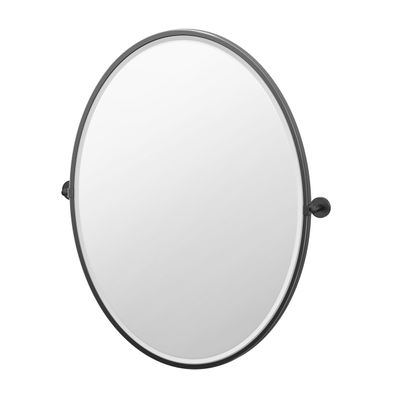 Gatco 5559XFLG Sky, Framed Oval Pivot Mirror, Matte Black | Wall Mount Pivoting Beveled Bathroom Vanity Mirror