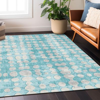 Addison Rugs Chantille ACN869 Teal 10' x 14' Indoor/Outdoor, Machine Washable, Easy Clean, Non Shedding, Bedroom, Living Room, Dining Room, Kitchen, Patio Rug