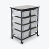 FSE 373-MBS-DR-8L Mobile Bin Storage Unit - Double Row with Large Gray Bins view 1