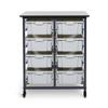 FSE 373-MBS-DR-8L Mobile Bin Storage Unit - Double Row with Large Gray Bins view 3