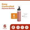 6 Pack Condiment Squeeze Bottles - 8 Oz Squirt Bottles with Leak Proof Snap Cap, Easy Pour Sauce Bottles for Liquids, Ketchup, Oil view 2