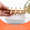 2Pcs Soap Dishes Bamboo Soap Bar Holder Effortless to Clean Soap Tray Multipurpose Bar Soap Holder Black/White Soap Dishes for Shower Bathroom Kitchen Bathtub 12.5x8.5x5cm (White) view 3
