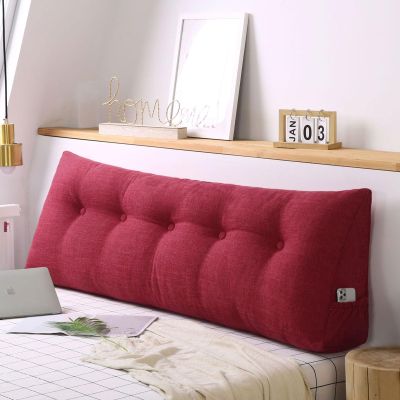 HUHJYUGE Triangle Reading Pillow, Wedge Headboard Pillow, Triangle Sofa Backrest Pillow, Full Size Perfect As Bed Rest Back Support Pillow, with Removable Linen Cover (C 80cm)