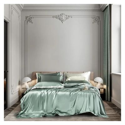 ADovz Champagne Gold Top Mulberry Silk Duvet Cover Set Soft & Cozy Silk Comforter US King/Queen Size Bedding Sheet & Pillowcase,Bed Sheets