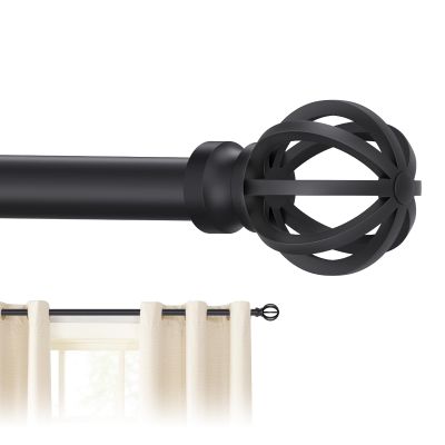 Curtain Rods for Windows 48 to 84,5/8 Inch Black Heavy Duty Metal Curtain Rods Set - Rustic Decorative Drapery Rods with Brackets for Farmhouse, Bedroom