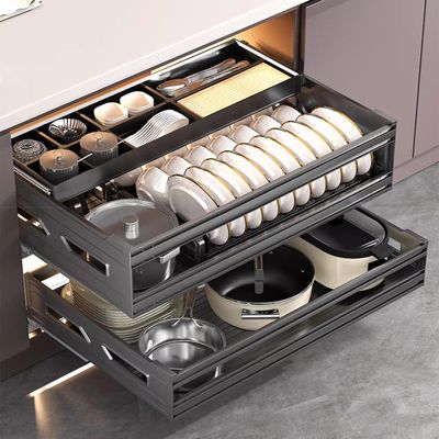EMYJAY Slide Pull Out Drawers, Pull Out Drawer Cabinet Organizer Heavy Duty Slide Out Shelves Kitchen Cabinet Organizer for Kitchen Pantry (Color : Black, Size : 700)