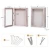 DEMAIKE 8x10 Mini Museum Shadow Box Frame with Linen Back, Wood Glass Display Case for Medals, Photos, Memorabilia, Awards - Pins Included- Washed White view 2