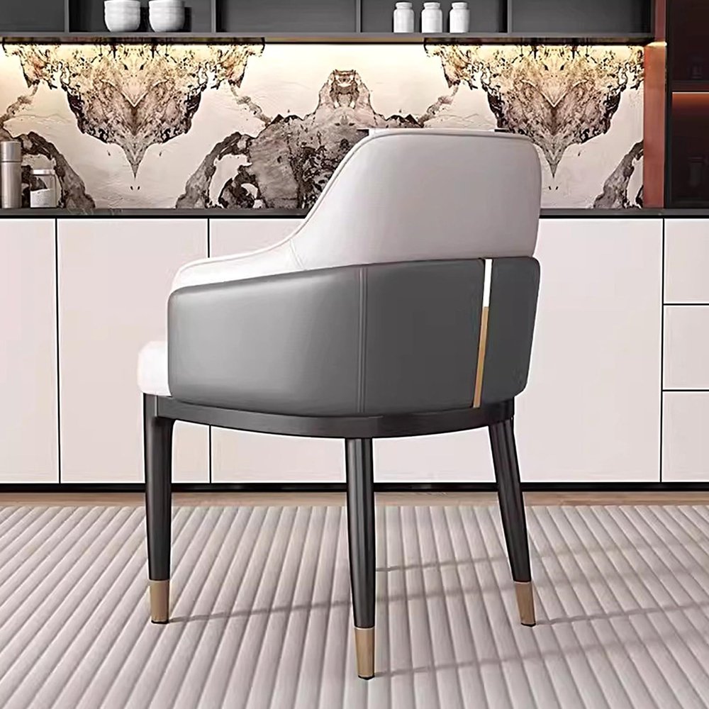COMPR Mid-Century Modern Dining Chairs, Upholstered Arm Chair, Faux Leather Accent Chair, Kitchen Chairs for Dining Room, Kitchen, Living Room, 20"" X 20.4"" X 32.9"" (Color : B)