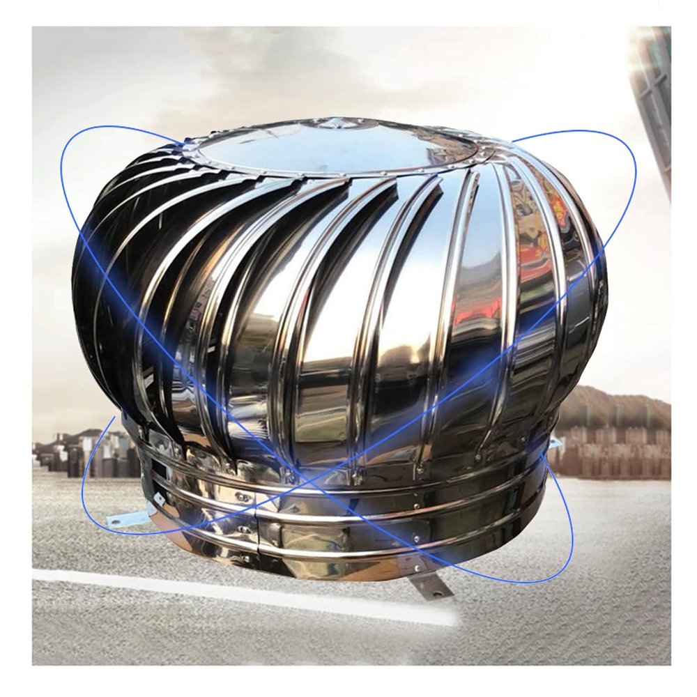 FENGZEQUAN Turbine Ventilator,Rotating Chimney Cowl Cap,Anti Downdraught Rotating Chimney Cap Safe Weatherproof Effective,Exhaust Cap Flue Waterproof Vent(100-500mm/19.7Inch) (Size : 160mm/6.3in)