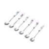 ONUIFIKE Silverware Set, 6Pcs Stainless Steel Coffee Spoon, Ice Cream Spoon, Tableware, Creative Ceramic Handle Spoon, Dessert Fruit Spoon, Cutlery Flatware Set view 1