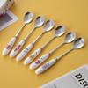 ONUIFIKE Silverware Set, 6Pcs Stainless Steel Coffee Spoon, Ice Cream Spoon, Tableware, Creative Ceramic Handle Spoon, Dessert Fruit Spoon, Cutlery Flatware Set view 3