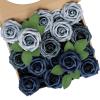 N&T NIETING Dusty Blue Fake Roses,50pcs Artificial Flowers Faux Flowers Fake Flowers for DIY Wedding Bouquets Centerpieces Floral Arrangements Home Decorations Shades of Navy Blue view 1