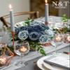 N&T NIETING Dusty Blue Fake Roses,50pcs Artificial Flowers Faux Flowers Fake Flowers for DIY Wedding Bouquets Centerpieces Floral Arrangements Home Decorations Shades of Navy Blue view 3