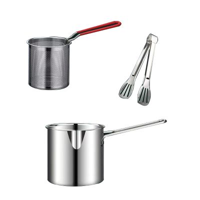Deep Fryer Pot with Basket: Japanese Tempura Deep Fryer with Basket, Stainless Steel Fryers Perfect For Frying Fish Shrimp