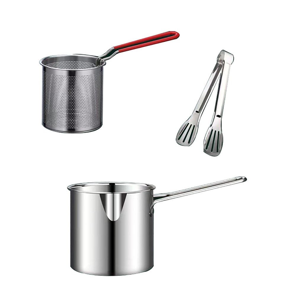Deep Fryer Pot with Basket: Japanese Tempura Deep Fryer with Basket, Stainless Steel Fryers Perfect For Frying Fish Shrimp