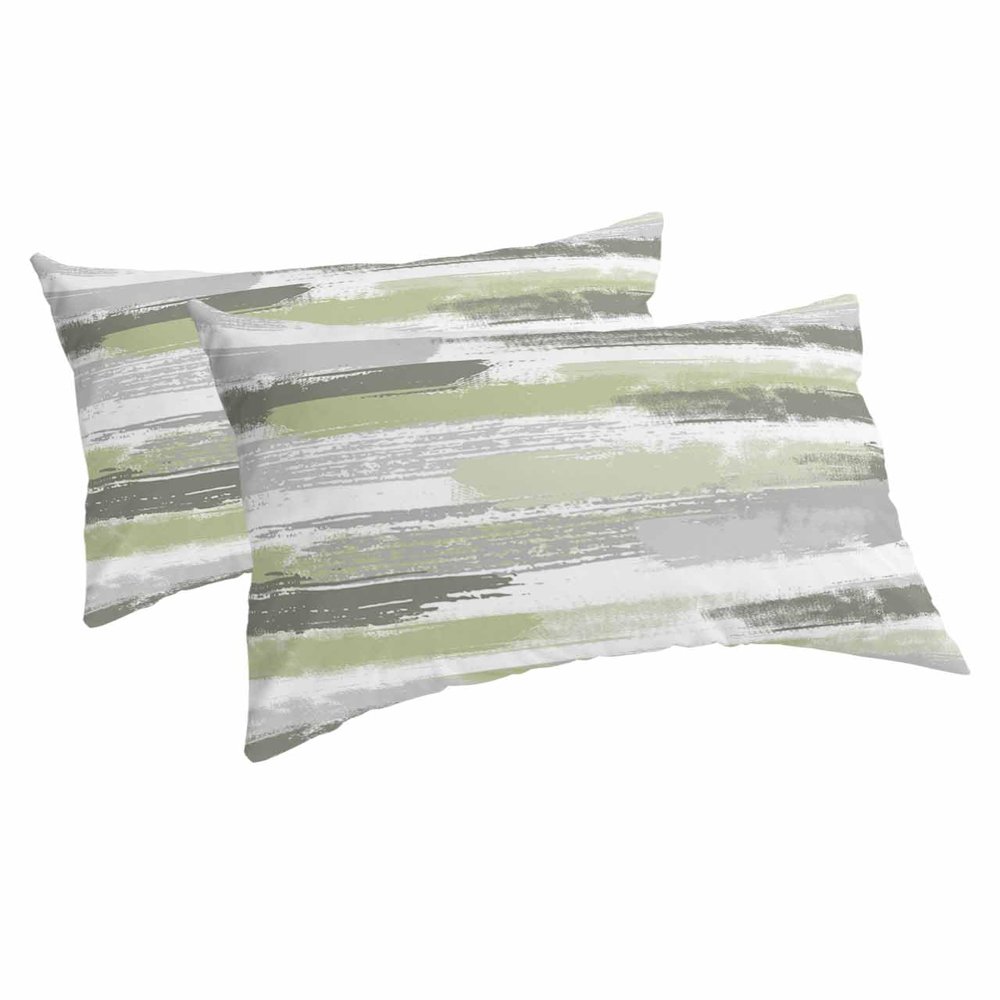 Abstract Grey Sage Green Standard Pillow Cases Set of 2, Soft Breathable Pillow Covers with Envelope Closure Decorative Pillow Shams for Bed Sofa Couch Geometric Lines Painting Brush Strokes 20"x26"
