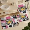 ZGDPBYF Bathroom Rug Set of 3 Animal Tiger 3 Pieces Bath Mats Set for Bathroom, Tiger Black and White Pink Geometric Splicing Washable Cover Floor Rug Decorations for Kitchen Bathroom Bedroom view 1