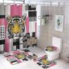 ZGDPBYF Bathroom Rug Set of 3 Animal Tiger 3 Pieces Bath Mats Set for Bathroom, Tiger Black and White Pink Geometric Splicing Washable Cover Floor Rug Decorations for Kitchen Bathroom Bedroom view 2