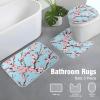 Cherry Blossom Branches Bathroom Rug Sets 3 Piece Toilet Rug Non-Slip Carpet Bath Rug 23x15in view 4