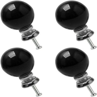 SwePer Cupboard Handles 4pcs Ceramic Knobs Vintage Knob Drawer Pull Handle Furniture Cabinet Desk Cupboard Wardrobe Dresser Decorative Black Handle