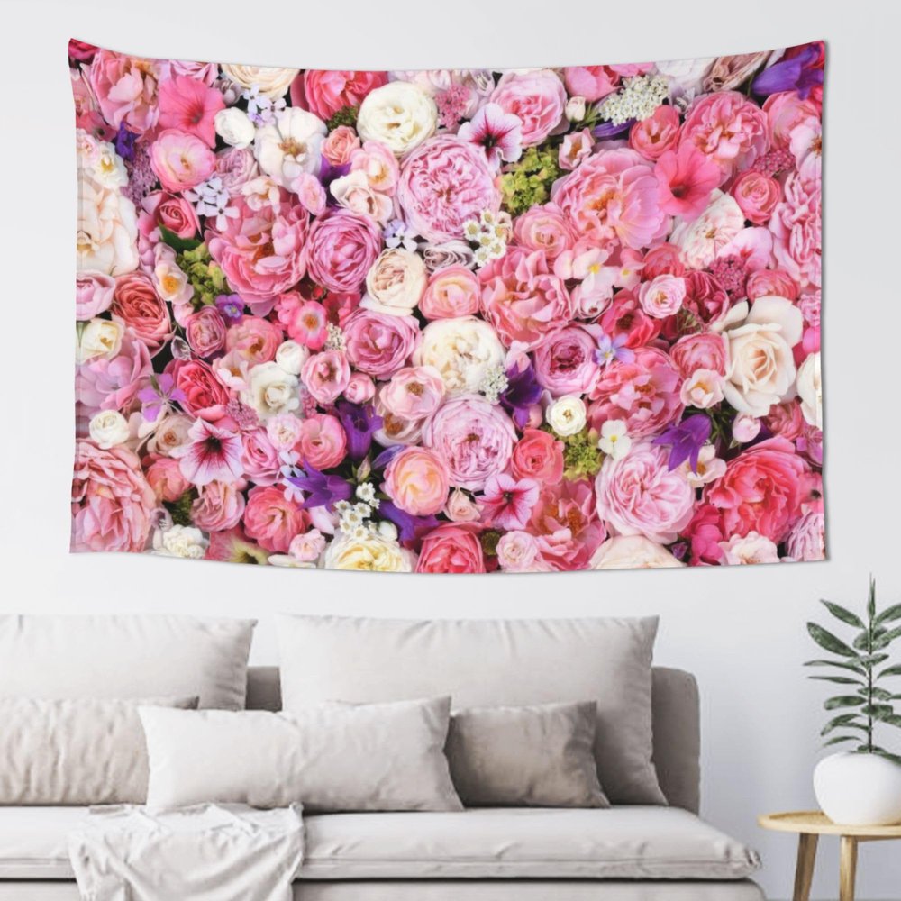 Conank Floral Wall Tapestry Flower Pattern Wall Hanging Tapestry Decor for Tea Party Wedding Bridal Shower Birthday Valentine's Day Mother's Day Decorations Background Supplies 60x40 Inch