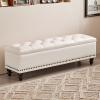 Bedroom bench with storage, bench for entryway, wooden storage bench, bedroom storage bench, end of bed storage bench, leather bench, bed ottoman bench, modern bench, narrow bench, padded bench ( Colo view 1