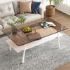 YOUGUO Glass Coffee Table for Living Room, Mid Century 2 Tier Coffee Table, Center Table with Brown Tempered Glass Top & White Storage Shelf for Apartment Small Space view 1