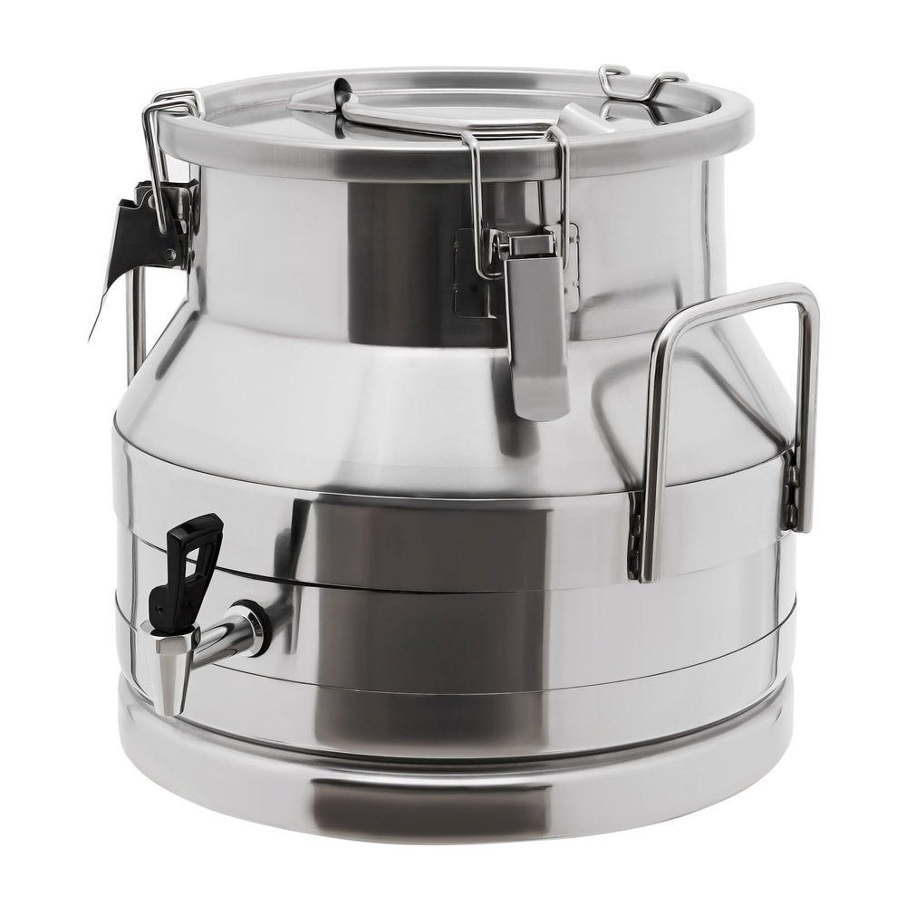 Stainless Steel Milk Can with Faucet, Milk Jug Milk Bucket Wine Bucket Bottle Liquid Container Storage with Handle, Silicone Seal Barrels Transport Can Oil Barrel Tea Canister (12L/3.17Gal)
