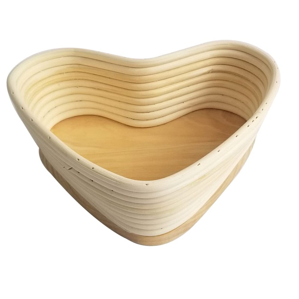Ciieeo Unbleached Heart Shape Bread Proofing Basket Natural Vine Baking Tool Cover for Rising Dough Medium for Sourdough Artisan Bread Making