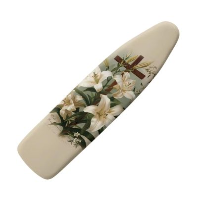 Cozeyat Easter Decoration Ironing Board Cover and Pad Table Top Ironing Board Cover Cross Lily Print Durable Iron Board Cover with Elastic Edges Replacement Accessories