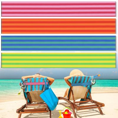 Boao 4 Pack Towel Bands for Beach Chair, Pool & Cruise Essentials, Elastic and Windproof, Towel Chair Clips Lounge Strap Holder, Cruise Ship Accessories (Stripe Style)