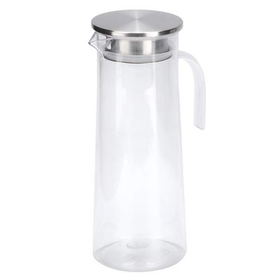 1.2L Water Pitcher Jug, Juice Jug Transparent Acrylic Beverage Serveware Carafe with Top Lid Cold Water Bottle for Iced Tea, Juice, Beverage, Milk, Cold Brew, Home Bar Use (stainless steel cover)