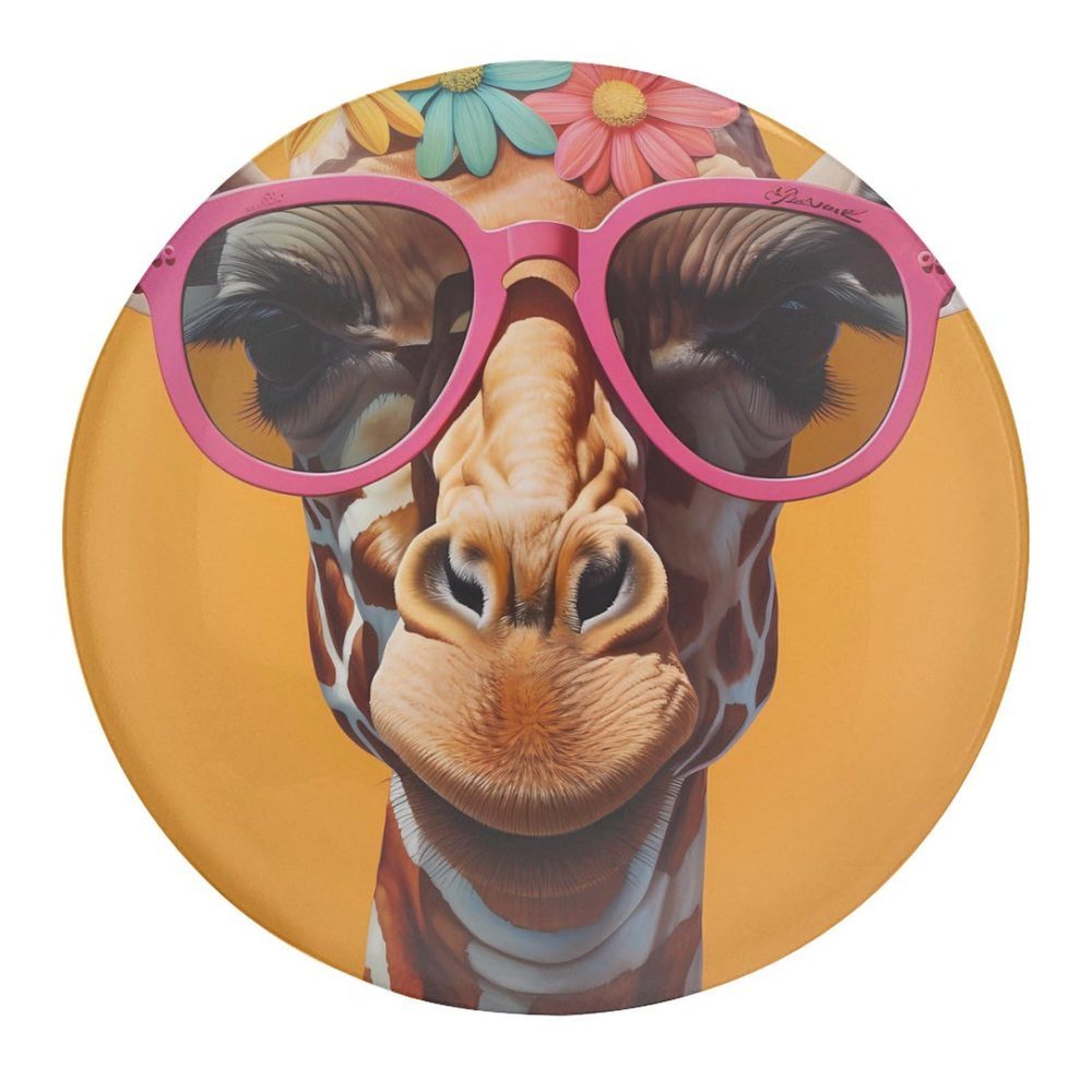 Giraffe Round Glass Refrigerator Magnet Cute Fridge Sticker for Cabinet Locker Office Decor 4 PCS