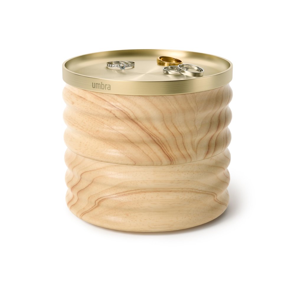 Umbra Tesora Wood Jewelry Box, Natural/Brass