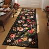 Rugcomf Runner Rug for Hallways Kitchen Rug Non Slip 2'6''x8' Washable Runner Rugs with Rubber Backing Soft Floral Carpet Runner for Hallways, Kitchen, Laundry, Bedroom, Bathroom(Black) view 1