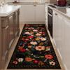 Rugcomf Runner Rug for Hallways Kitchen Rug Non Slip 2'6''x8' Washable Runner Rugs with Rubber Backing Soft Floral Carpet Runner for Hallways, Kitchen, Laundry, Bedroom, Bathroom(Black) view 2