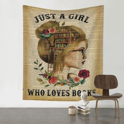 Xsovgoi Just A Girl Who Loves Books Tapestries Home Decor Bedroom Tapestry,Tapestry Wall Hanging 60"X51"