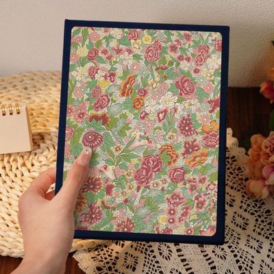 Vintage Suede Crystal Cover Photo Album, Portable 5/6/7inch Photo Storage Book, Family Memory Album for Anniversary Child Development Pet Picture (5" 100 vertical photos,H)