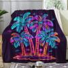 zcwl Palm Tree Throw Blanket, Neon Fleece Blanket for Couch Bed Sofa, Tropical Patterned Blankets and Throws, Super Soft Cozy Plush Flannel Blanket, 30x40, Decor & Gift view 1