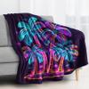 zcwl Palm Tree Throw Blanket, Neon Fleece Blanket for Couch Bed Sofa, Tropical Patterned Blankets and Throws, Super Soft Cozy Plush Flannel Blanket, 30x40, Decor & Gift view 2