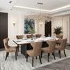 JESONVID Wingback Modern PU Dining Chairs Set of 8-Yellowish Brown-NO Table view 1