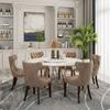 JESONVID Wingback Modern PU Dining Chairs Set of 8-Yellowish Brown-NO Table view 2